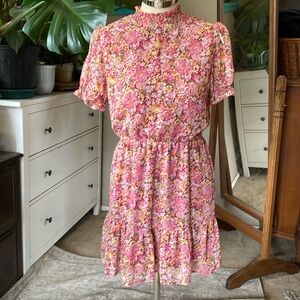 Crystal Doll pink tiered floral dress, XL